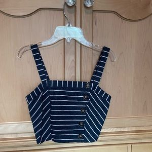 Altar’d State Cropped Tank Top- Navy Blue with White Stripes